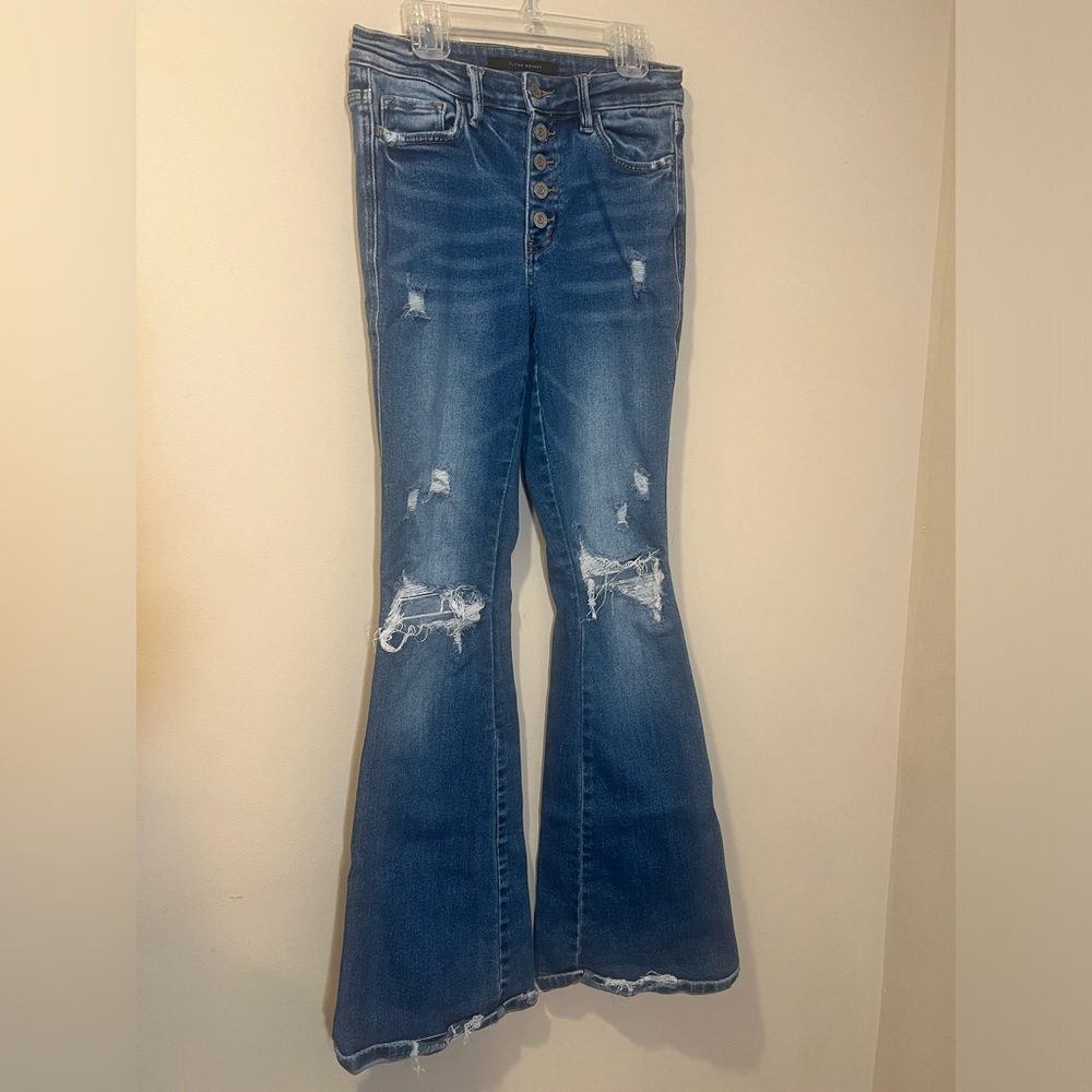 Flying Monkey Distressed Medium Blue Flare Jeans